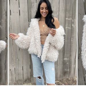 Mystree fuzzy teddy bear fluffy jacket hooded